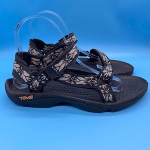 Size 9 Women Teva Hurricane Black Floral Outdoor Hiking Sport Strap Sandal Shoes